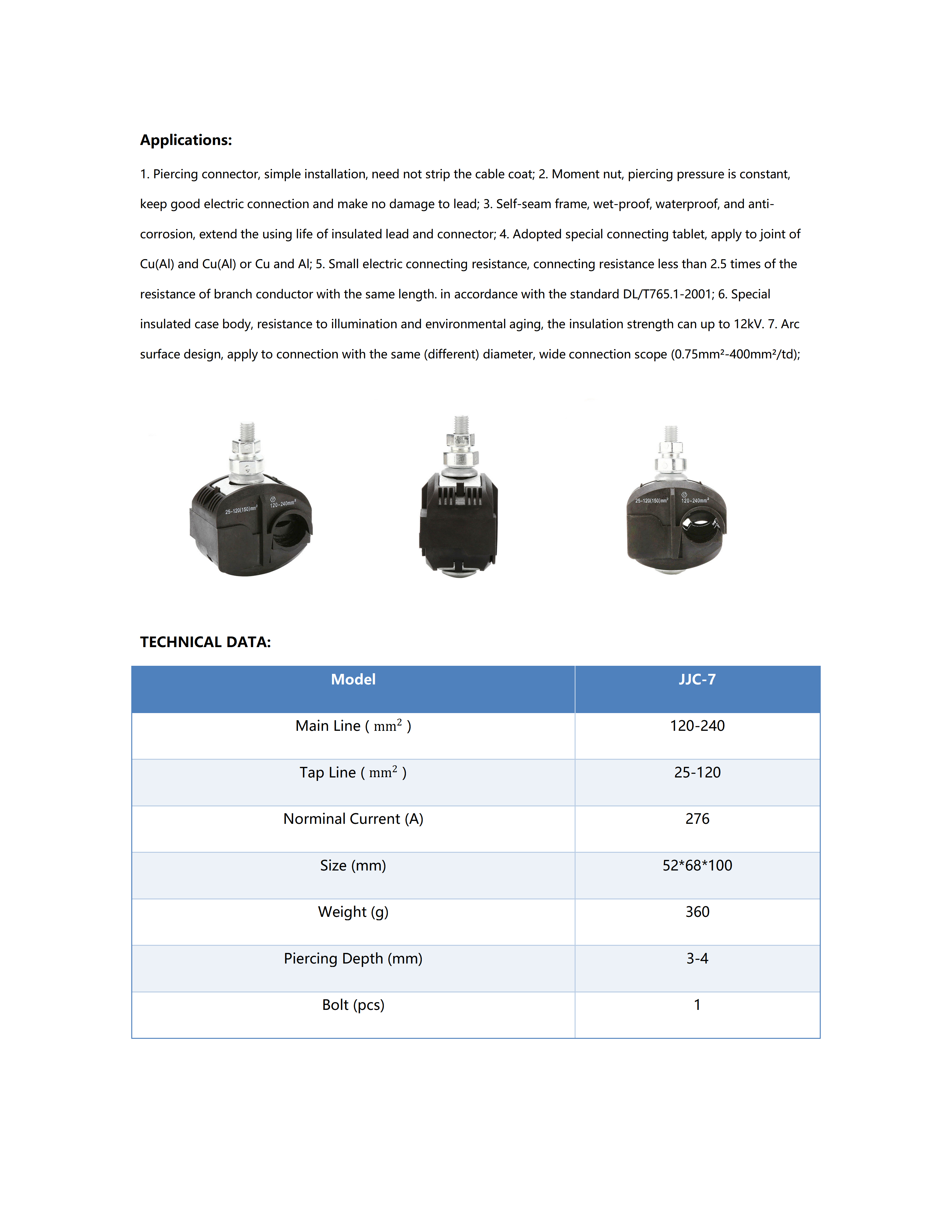 JJC-7 Insulation Piercing Connectors detail 1